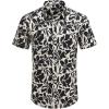imageCOOFANDY Mens Hawaiian Shirts Short Sleeve Button Down Aloha Shirt Casual Beach ClothesBeige Black Flower
