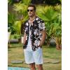 imageCOOFANDY Mens Hawaiian Shirts Short Sleeve Button Down Aloha Shirt Casual Beach ClothesBlack Beige Flower