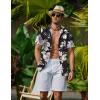imageCOOFANDY Mens Hawaiian Shirts Short Sleeve Button Down Aloha Shirt Casual Beach ClothesBlack Beige Flower