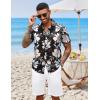 imageCOOFANDY Mens Hawaiian Shirts Short Sleeve Button Down Aloha Shirt Casual Beach ClothesBlack Beige Flower