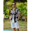 imageCOOFANDY Mens Hawaiian Shirts Short Sleeve Button Down Aloha Shirt Casual Beach ClothesBlack White Flower