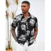 imageCOOFANDY Mens Hawaiian Shirts Short Sleeve Button Down Aloha Shirt Casual Beach ClothesBlack White Flower