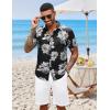 imageCOOFANDY Mens Hawaiian Shirts Short Sleeve Button Down Aloha Shirt Casual Beach ClothesBlack White Flower