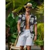 imageCOOFANDY Mens Hawaiian Shirts Short Sleeve Button Down Aloha Shirt Casual Beach ClothesBlack White Flower