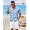 imageCOOFANDY Mens Hawaiian Shirts Short Sleeve Button Down Aloha Shirt Casual Beach ClothesBlue White Flower