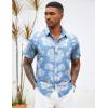 imageCOOFANDY Mens Hawaiian Shirts Short Sleeve Button Down Aloha Shirt Casual Beach ClothesBlue White Flower