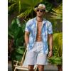 imageCOOFANDY Mens Hawaiian Shirts Short Sleeve Button Down Aloha Shirt Casual Beach ClothesBlue White Flower