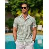 imageCOOFANDY Mens Hawaiian Shirts Short Sleeve Button Down Aloha Shirt Casual Beach ClothesCeladon Green Palm Leaf