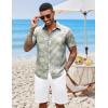 imageCOOFANDY Mens Hawaiian Shirts Short Sleeve Button Down Aloha Shirt Casual Beach ClothesCeladon Green Palm Leaf