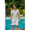 imageCOOFANDY Mens Hawaiian Shirts Short Sleeve Button Down Aloha Shirt Casual Beach ClothesCeladon Green Palm Leaf