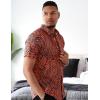 imageCOOFANDY Mens Hawaiian Shirts Short Sleeve Button Down Aloha Shirt Casual Beach ClothesDark Blue Orange Leaves