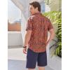 imageCOOFANDY Mens Hawaiian Shirts Short Sleeve Button Down Aloha Shirt Casual Beach ClothesDark Blue Orange Leaves