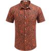 imageCOOFANDY Mens Hawaiian Shirts Short Sleeve Button Down Aloha Shirt Casual Beach ClothesDark Blue Orange Leaves