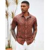 imageCOOFANDY Mens Hawaiian Shirts Short Sleeve Button Down Aloha Shirt Casual Beach ClothesDark Blue Orange Leaves