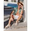 imageCOOFANDY Mens Hawaiian Shirts Short Sleeve Button Down Aloha Shirt Casual Beach ClothesDark Gray  Ice Green Leaves
