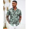 imageCOOFANDY Mens Hawaiian Shirts Short Sleeve Button Down Aloha Shirt Casual Beach ClothesDark Gray  Ice Green Leaves