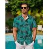imageCOOFANDY Mens Hawaiian Shirts Short Sleeve Button Down Aloha Shirt Casual Beach ClothesGreen