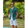 imageCOOFANDY Mens Hawaiian Shirts Short Sleeve Button Down Aloha Shirt Casual Beach ClothesGreen