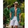 imageCOOFANDY Mens Hawaiian Shirts Short Sleeve Button Down Aloha Shirt Casual Beach ClothesGreen