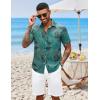 imageCOOFANDY Mens Hawaiian Shirts Short Sleeve Button Down Aloha Shirt Casual Beach ClothesGreen