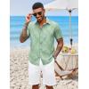 imageCOOFANDY Mens Hawaiian Shirts Short Sleeve Button Down Aloha Shirt Casual Beach ClothesLight Green