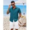 imageCOOFANDY Mens Hawaiian Shirts Short Sleeve Button Down Aloha Shirt Casual Beach ClothesNavy Blue Lake Green