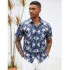 imageCOOFANDY Mens Hawaiian Shirts Short Sleeve Button Down Aloha Shirt Casual Beach ClothesNavy Blue White Flower