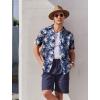 imageCOOFANDY Mens Hawaiian Shirts Short Sleeve Button Down Aloha Shirt Casual Beach ClothesNavy Blue White Flower