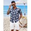 imageCOOFANDY Mens Hawaiian Shirts Short Sleeve Button Down Aloha Shirt Casual Beach ClothesNavy Blue White Flower
