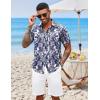 imageCOOFANDY Mens Hawaiian Shirts Short Sleeve Button Down Aloha Shirt Casual Beach ClothesWhite Palm Leaf