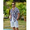 imageCOOFANDY Mens Hawaiian Shirts Short Sleeve Button Down Aloha Shirt Casual Beach ClothesWhite Palm Leaf