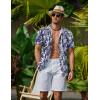 imageCOOFANDY Mens Hawaiian Shirts Short Sleeve Button Down Aloha Shirt Casual Beach ClothesWhite Palm Leaf
