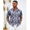 imageCOOFANDY Mens Hawaiian Shirts Short Sleeve Button Down Aloha Shirt Casual Beach ClothesWhite Palm Leaf