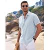 imageCOOFANDY Mens Linen Shirts Short Sleeve Casual Shirts Button Down Shirt for Men Beach Summer Wedding ShirtBlue