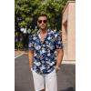 imageCOOFANDY Mens Linen Shirts Short Sleeve Casual Shirts Button Down Shirt for Men Beach Summer Wedding ShirtBlue Floral