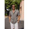 imageCOOFANDY Mens Linen Shirts Short Sleeve Casual Shirts Button Down Shirt for Men Beach Summer Wedding ShirtBrown