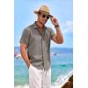 imageCOOFANDY Mens Linen Shirts Short Sleeve Casual Shirts Button Down Shirt for Men Beach Summer Wedding ShirtBrown