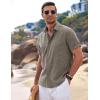 imageCOOFANDY Mens Linen Shirts Short Sleeve Casual Shirts Button Down Shirt for Men Beach Summer Wedding ShirtBrown