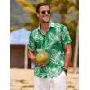 imageCOOFANDY Mens Linen Shirts Short Sleeve Casual Shirts Button Down Shirt for Men Beach Summer Wedding ShirtCeladon Green Palm Leaf
