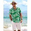 imageCOOFANDY Mens Linen Shirts Short Sleeve Casual Shirts Button Down Shirt for Men Beach Summer Wedding ShirtCeladon Green Palm Leaf