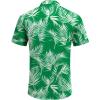 imageCOOFANDY Mens Linen Shirts Short Sleeve Casual Shirts Button Down Shirt for Men Beach Summer Wedding ShirtCeladon Green Palm Leaf