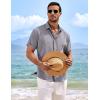 imageCOOFANDY Mens Linen Shirts Short Sleeve Casual Shirts Button Down Shirt for Men Beach Summer Wedding ShirtDark Blue Grey