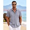 imageCOOFANDY Mens Linen Shirts Short Sleeve Casual Shirts Button Down Shirt for Men Beach Summer Wedding ShirtDark Blue Grey