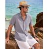 imageCOOFANDY Mens Linen Shirts Short Sleeve Casual Shirts Button Down Shirt for Men Beach Summer Wedding ShirtDark Blue Grey