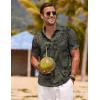 imageCOOFANDY Mens Linen Shirts Short Sleeve Casual Shirts Button Down Shirt for Men Beach Summer Wedding ShirtDark Green Print