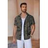 imageCOOFANDY Mens Linen Shirts Short Sleeve Casual Shirts Button Down Shirt for Men Beach Summer Wedding ShirtDark Green Print