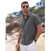 imageCOOFANDY Mens Linen Shirts Short Sleeve Casual Shirts Button Down Shirt for Men Beach Summer Wedding ShirtDark Grey