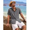 imageCOOFANDY Mens Linen Shirts Short Sleeve Casual Shirts Button Down Shirt for Men Beach Summer Wedding ShirtDark Grey