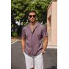 imageCOOFANDY Mens Linen Shirts Short Sleeve Casual Shirts Button Down Shirt for Men Beach Summer Wedding ShirtDark Red