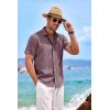imageCOOFANDY Mens Linen Shirts Short Sleeve Casual Shirts Button Down Shirt for Men Beach Summer Wedding ShirtDark Red